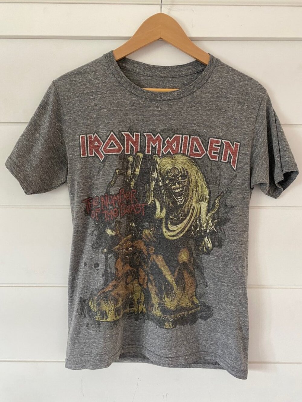 Iron Maiden men's or women's short-sleeved grey unisex T-shirt Small